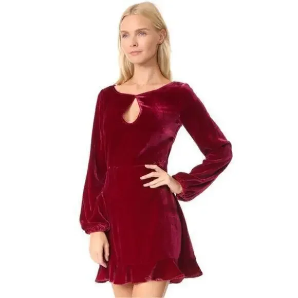 For Love And Lemons Dress Medium Red Velvet Quiet Luxury Designer Event NWT‎ - Picture 3 of 16
